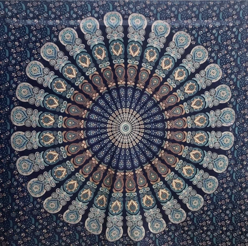 Ibiza laken Pauw blauw