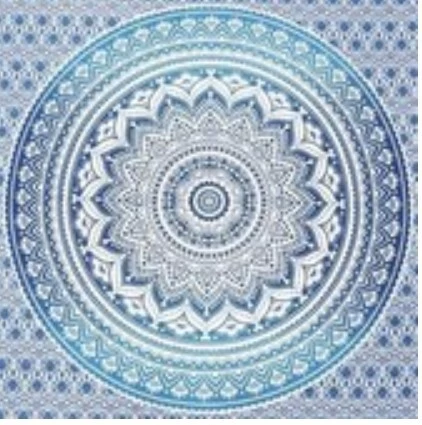 Ibiza laken Mandala blauw wit