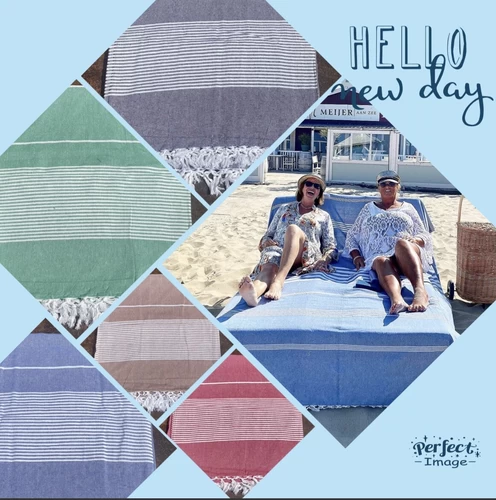 Hamamdoek blauw met franje