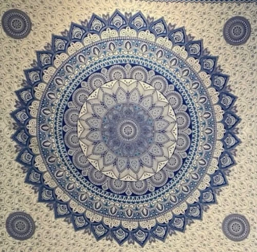 Hamamdoek  Cristal blue met franje