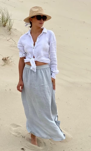 Linnen rok licht grijs