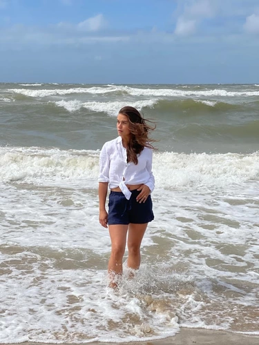 Linnen short donker blauw